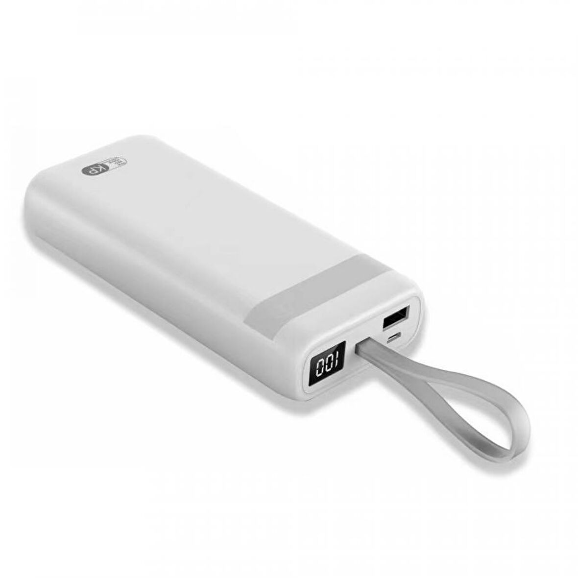 King Power Powerbank 20.000 mAH Entegre Kablolu Beyaz KP-20W