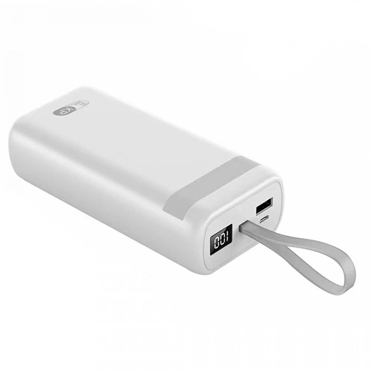 King Power Powerbank 30.000 mAH Entegre Kablolu Beyaz KP-30W