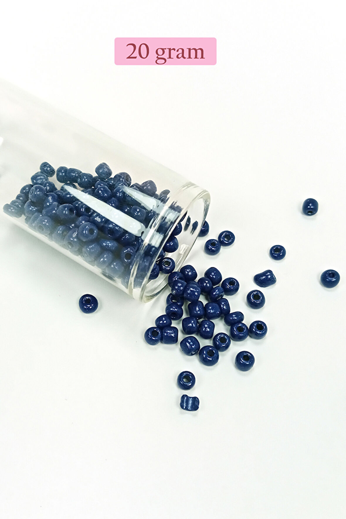 Dökme Cam Kum Boncuk Büyük Boy (6/0) 4 mm - 20 Gram - Lacivert - BNC098