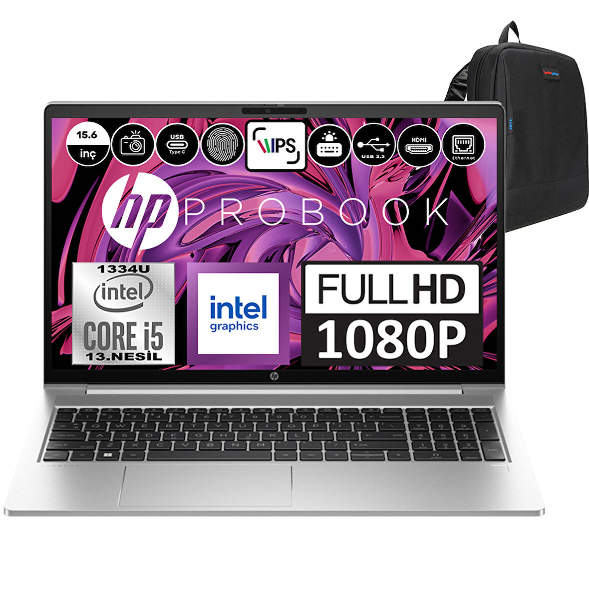 Hp Probook 450 G10 Intel Core I5 1334U 32GB 512GB SSD Intel® Iris® Xᵉ Windows 11 Home 15.6" Fhd Taşınabilir Bilgisayar 9B9H3EAH10 + Weblegelsin Çanta