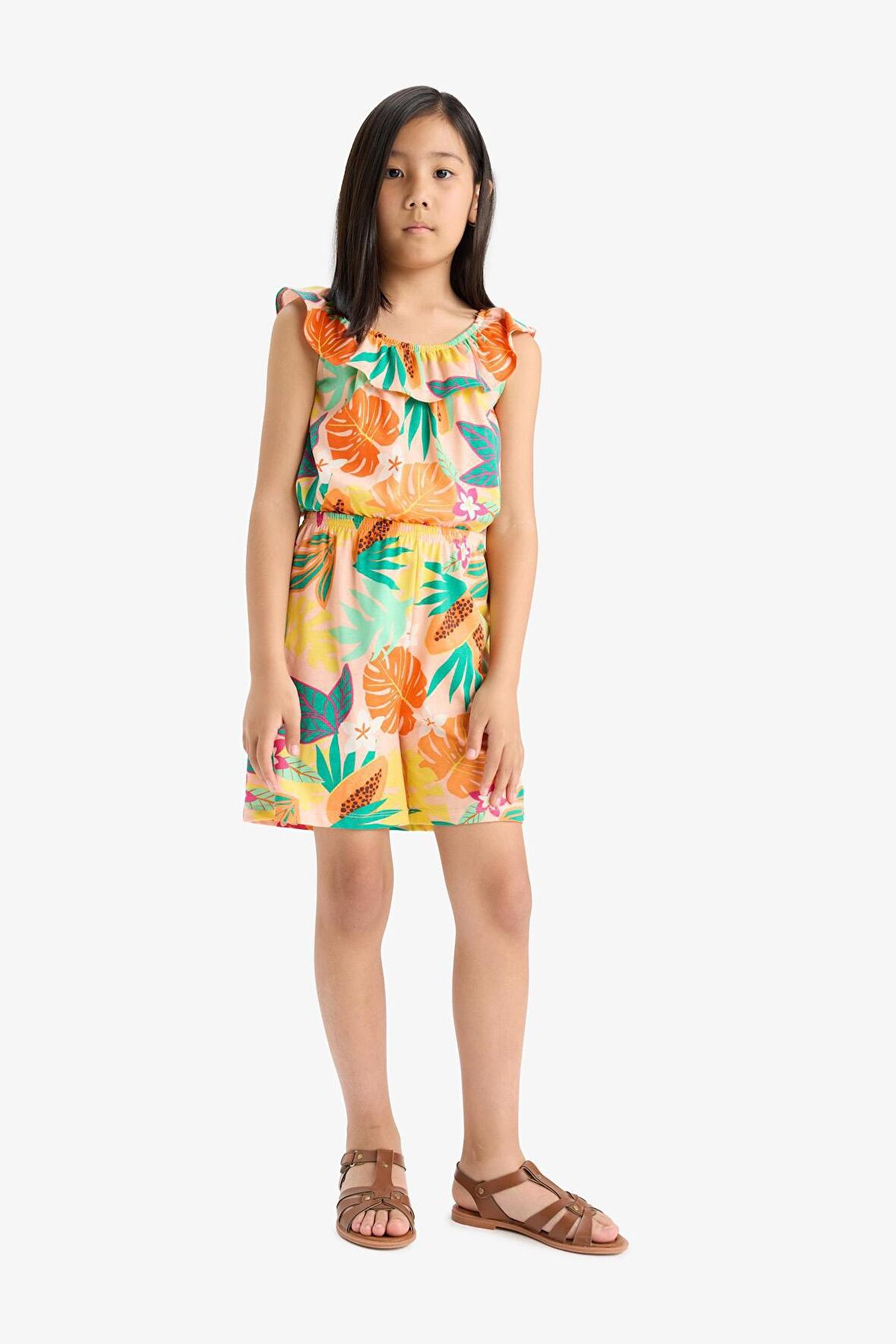 DeFacto Kız Çocuk Desenli Askılı Tulum E5803A825SMGN268