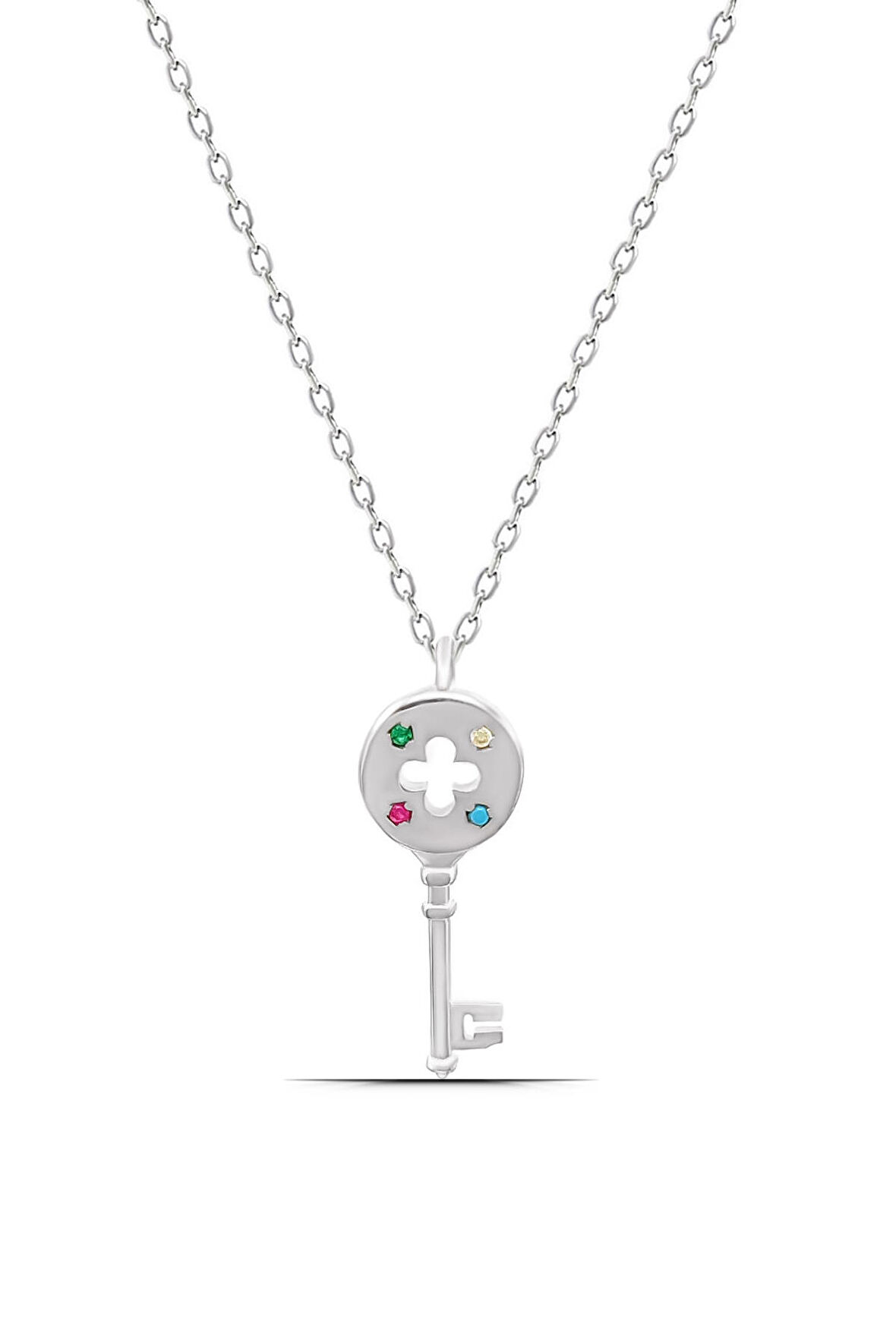 925 Ayar Gümüş Anahtar Tasarım Kadın Kolye