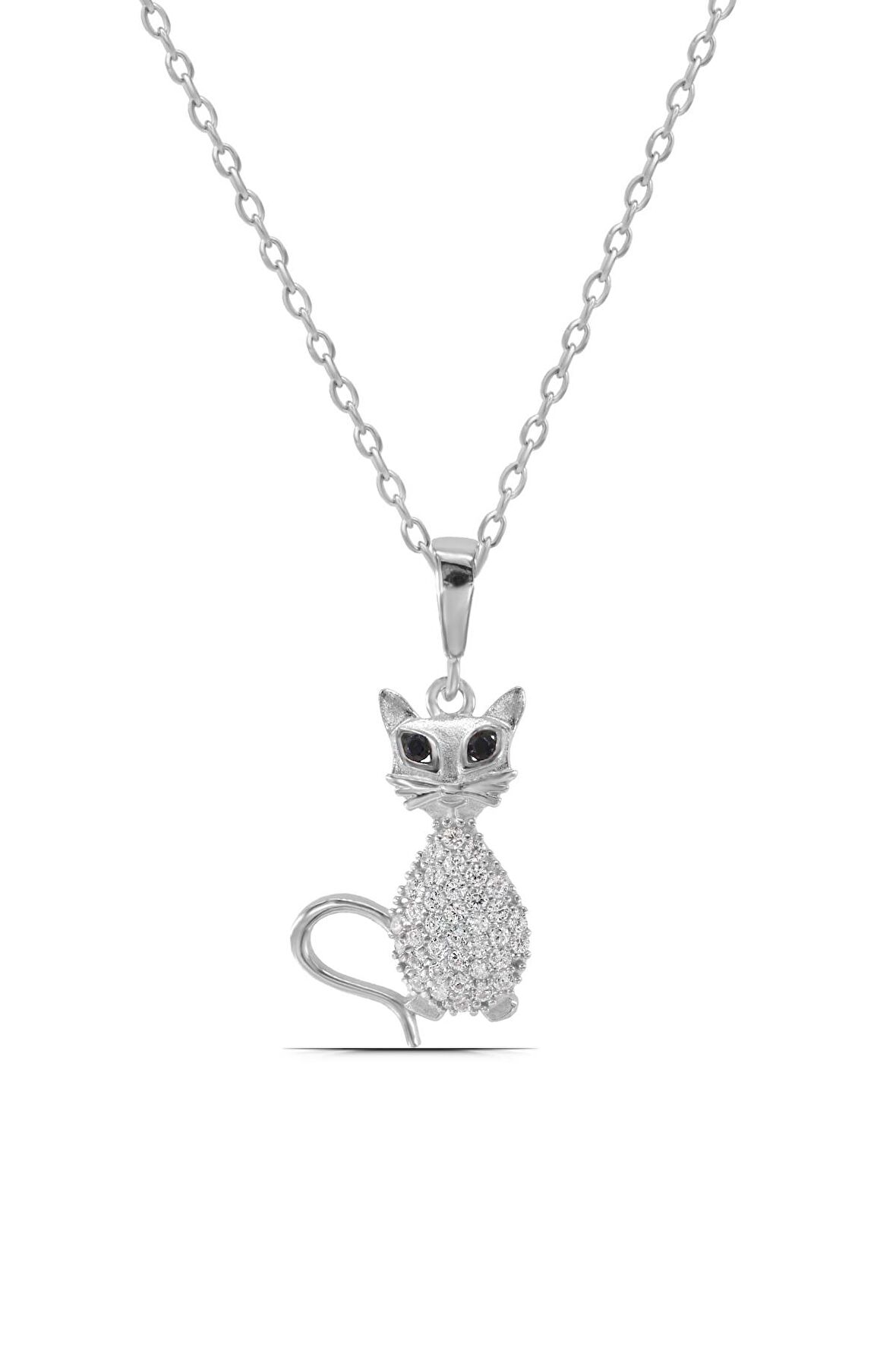 Kedi Tasarım 925 Ayar Gümüş Kadın Kolye