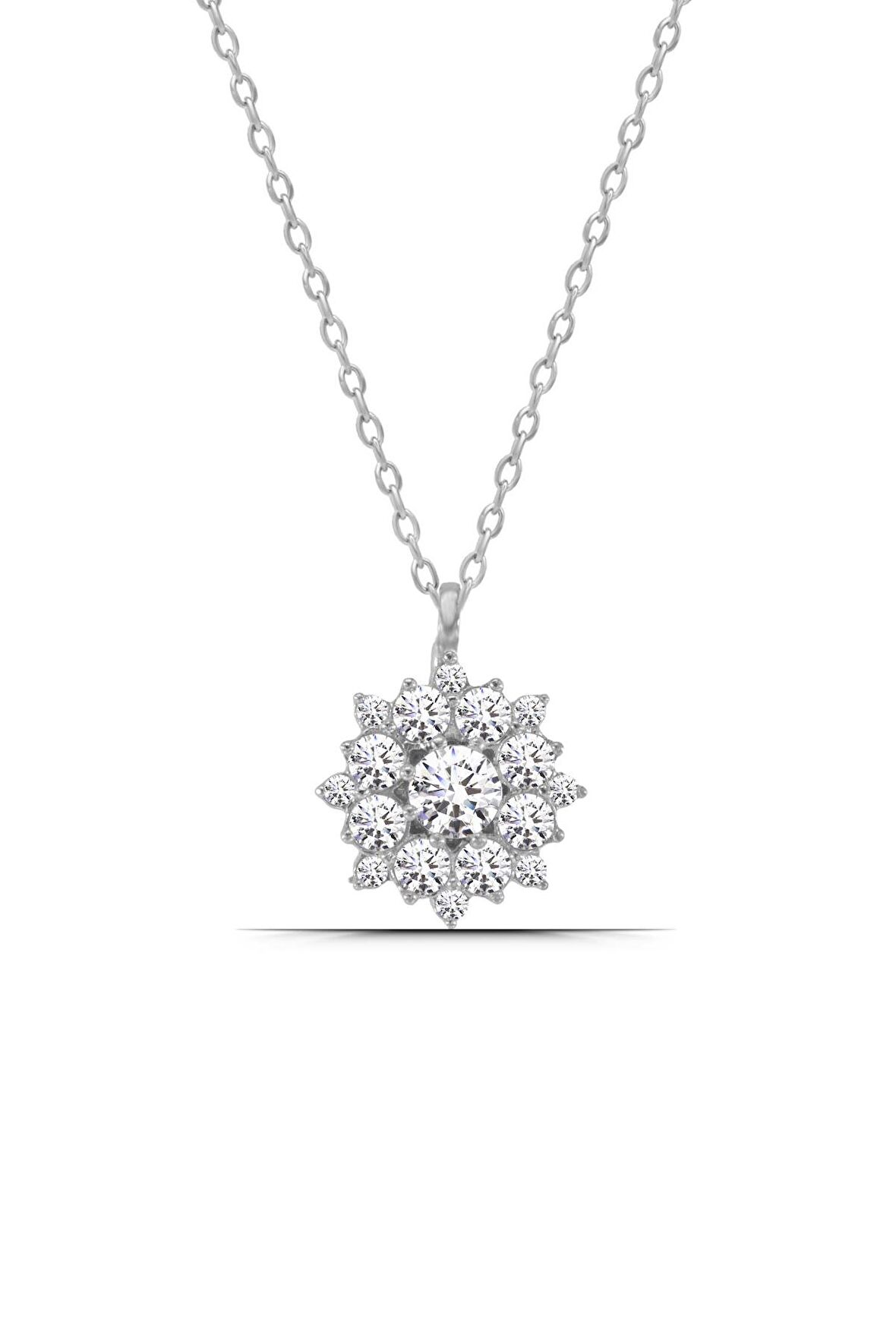 Pırlanta Montür Işıltılı Kadın 925 Ayar Gümüş Kolye