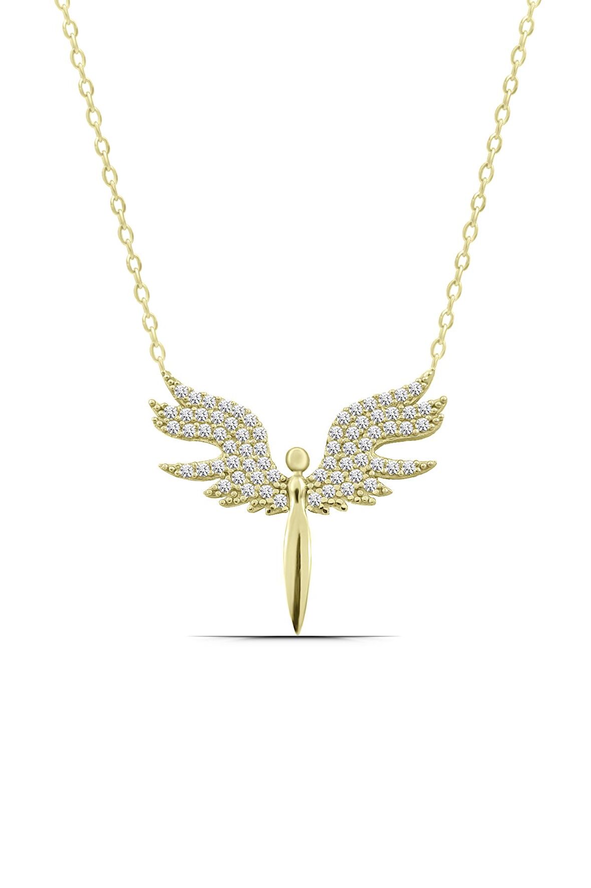 Mikail Meleği Beyaz Taşlı 925 Ayar Gümüş Kadın Kolye