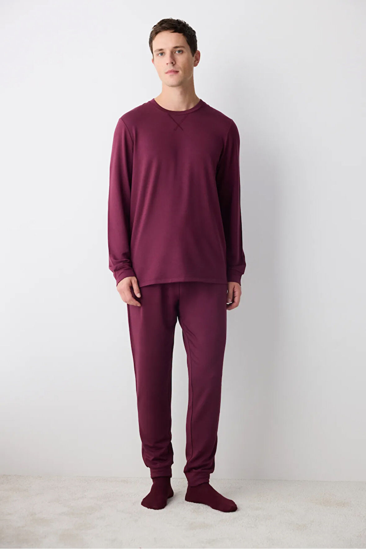 Bordeux Bordo Jogger Pantolon Pijama Takımı