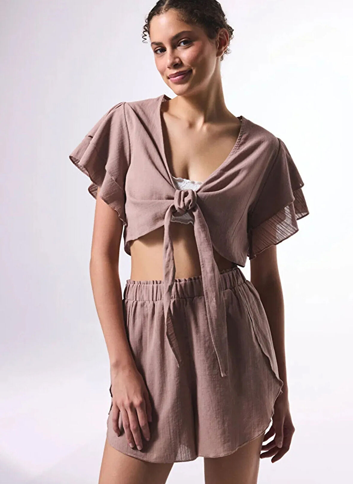 Penti V Yaka Bej Kadın Bluz PLJ358A125IY