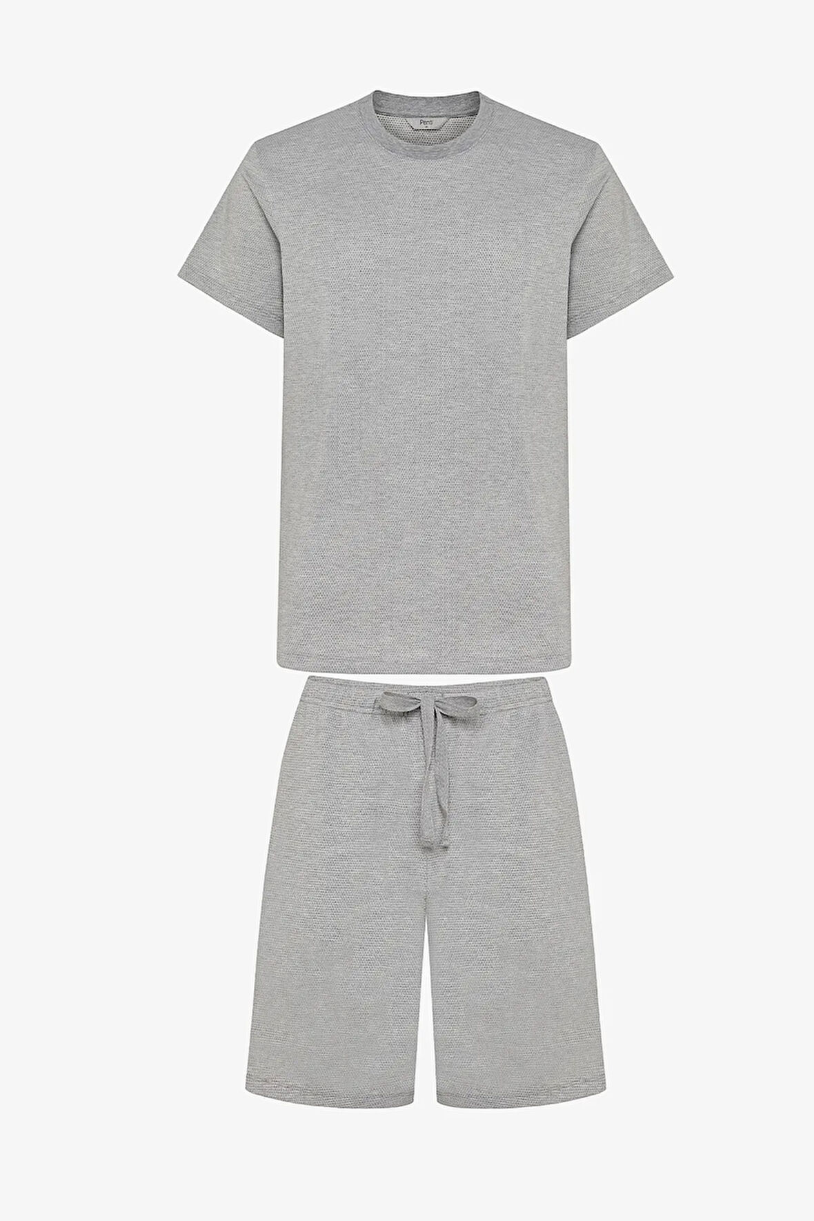 Basic Gray Şortlu Pijama Takımı