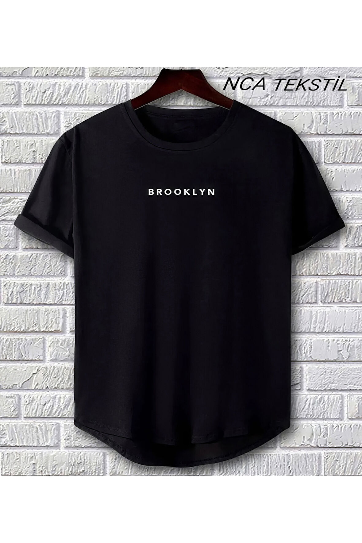 Broklyn Baskılı Original Ünisex Yazlık T-shirt Siyah