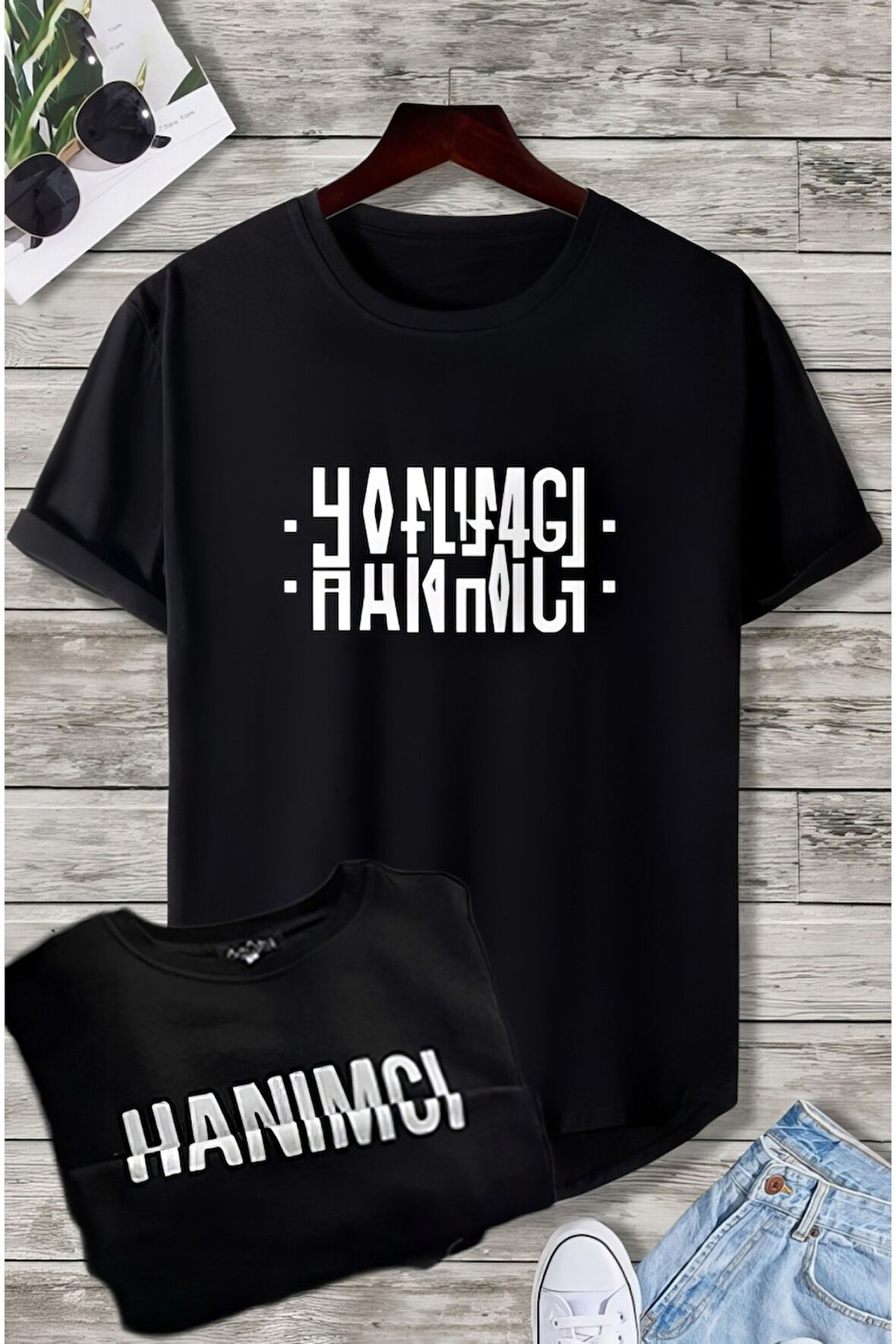 Hanımcı Baskılı Original Ünisex Yazlık T-shirt Siyah