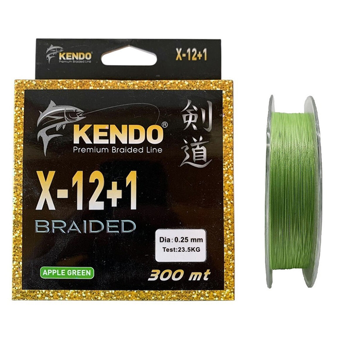 Kendo X-12+1 Braided 300mt 0.25mm Apple Green Örgü İp Misina