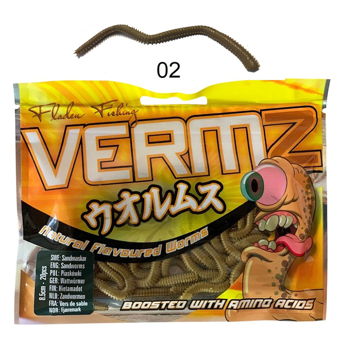 Fladen Vermz Kum Solucanı 8.5 cm 20'li Paket 02 Renk Silikon Yem