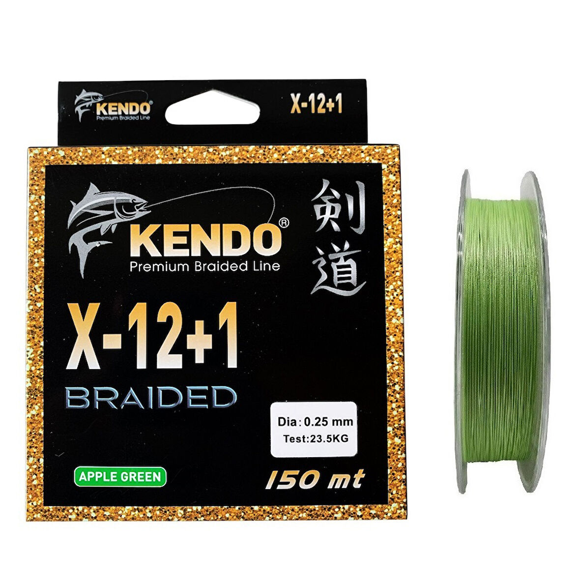 Kendo X-12+1 Braided 150mt 0.25mm Apple Green Örgü İp Misina
