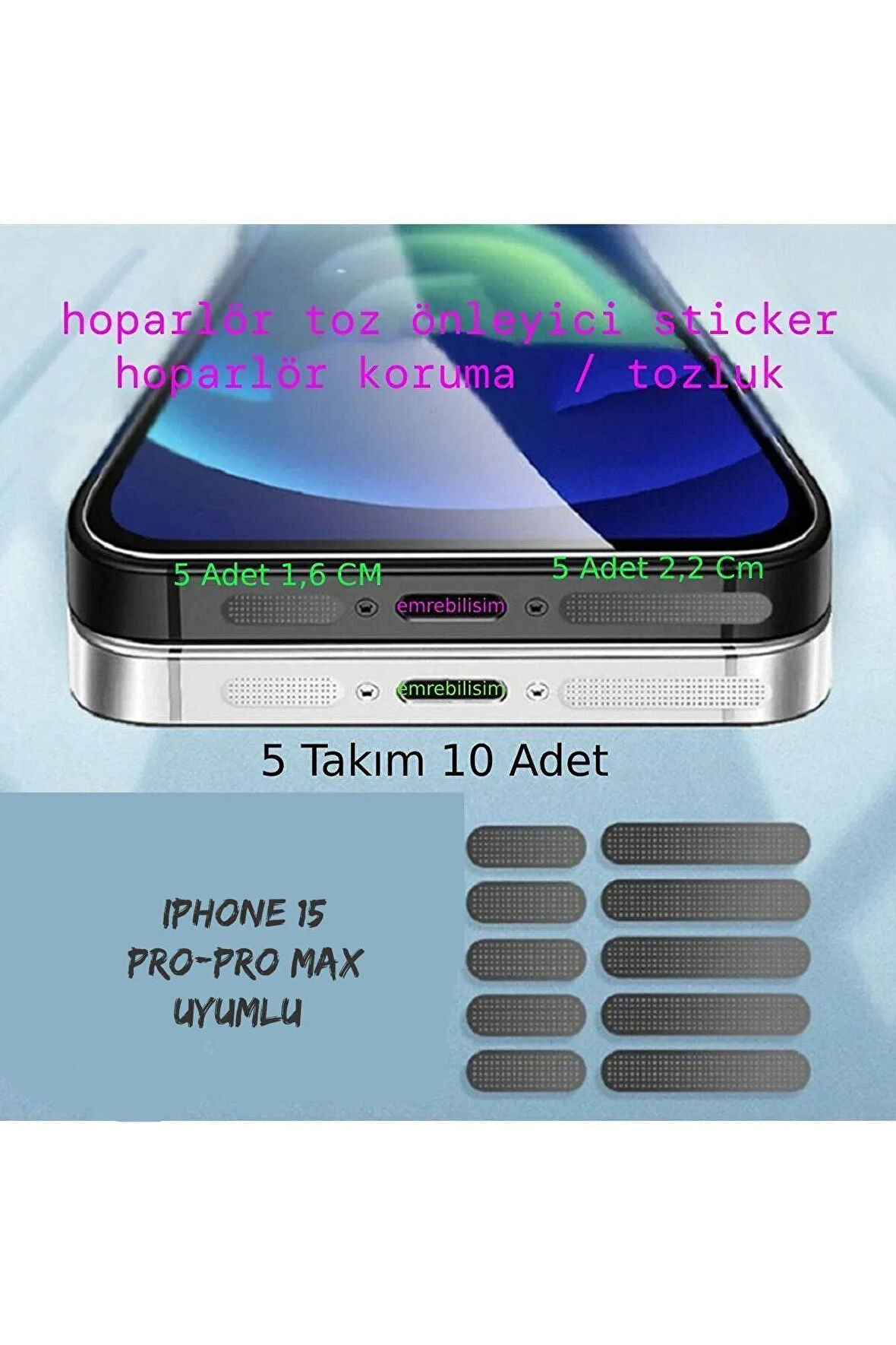 Iphone 15 Pro/pro max Uyumlu Tüm Serileri Için Siyah Toz Ve Kir Önleyici Hoparlör Toz Önleyici