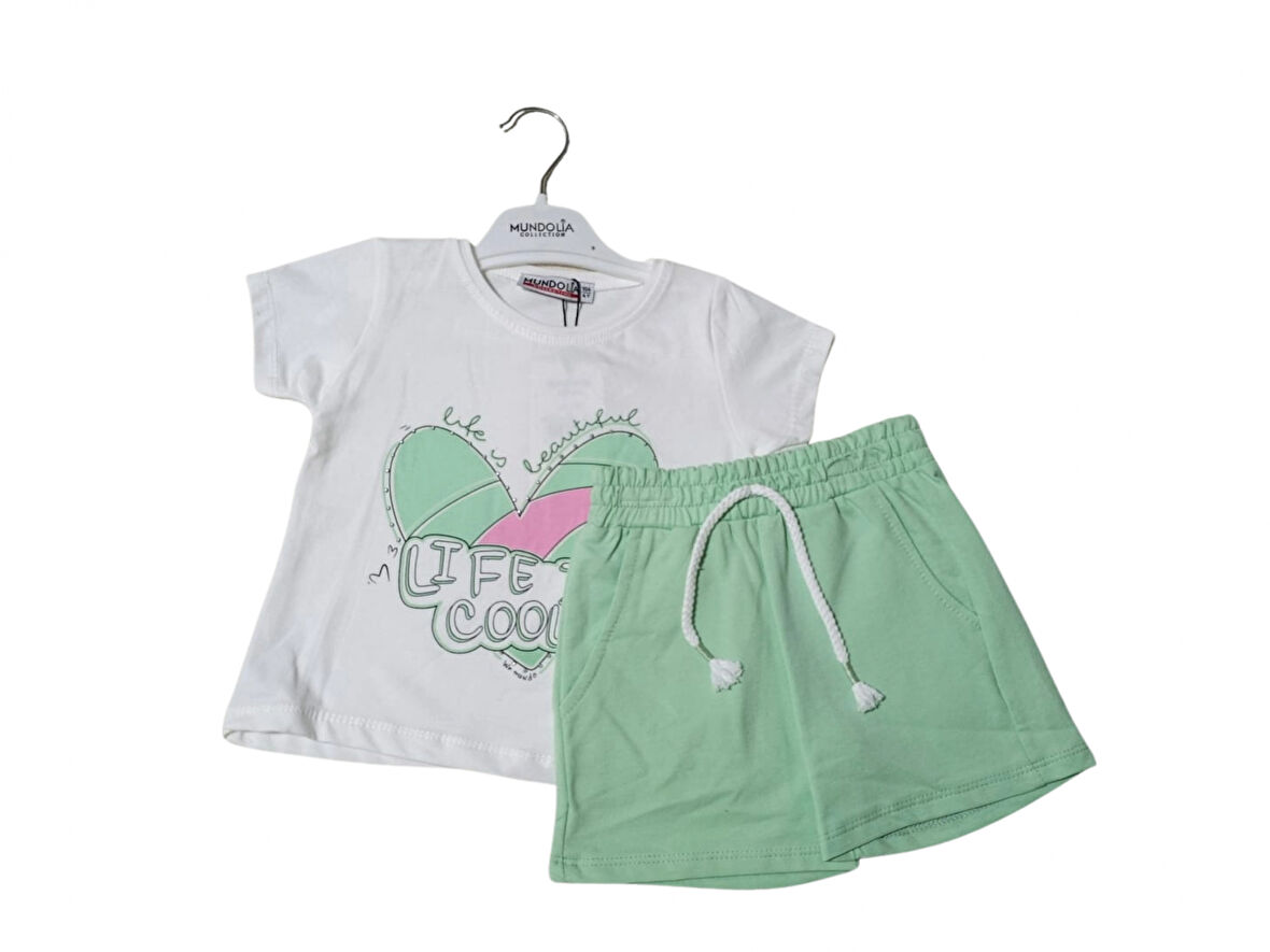 LIFE IS COOL BASKILI ŞORTLU KIZ TAKIM