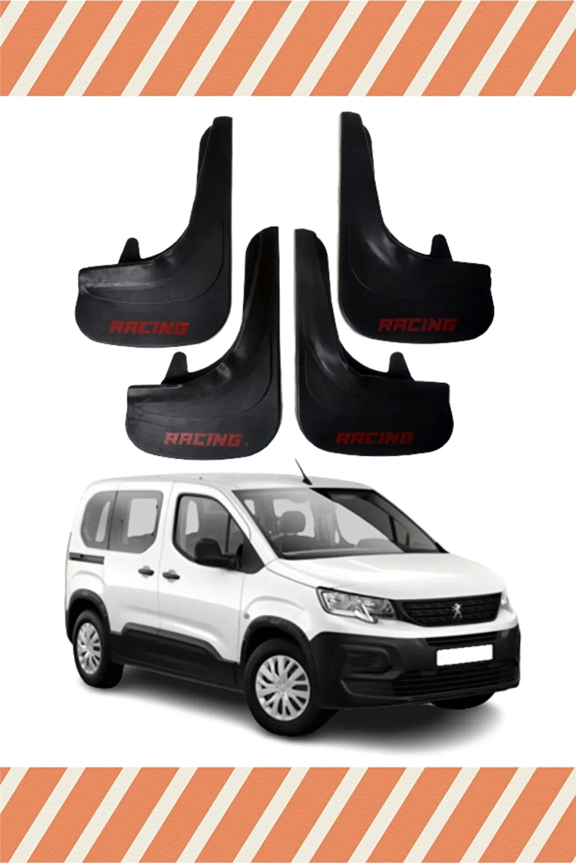 Peugeot Rifter Racing yazılı 4’lü tozluk çamurluk paçalık kaliteli koruma sağlar