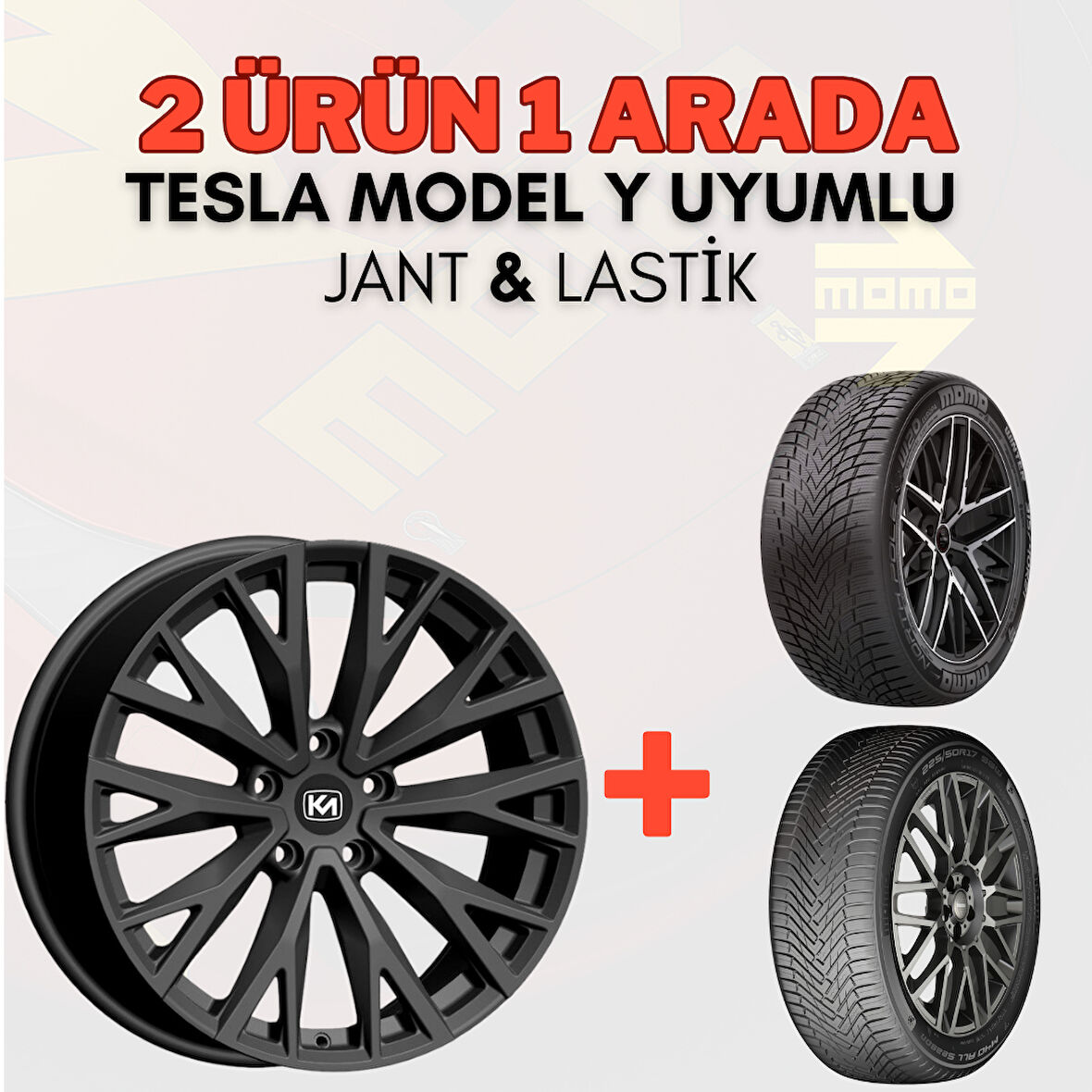 Kormetal Tesla Model Y Uyumlu DY1289 19" Jant 4 Adet + Momo 255/45R19 Dört Mevsim Lastiği 4 Adet ( Üretim Yılı: 2025 )