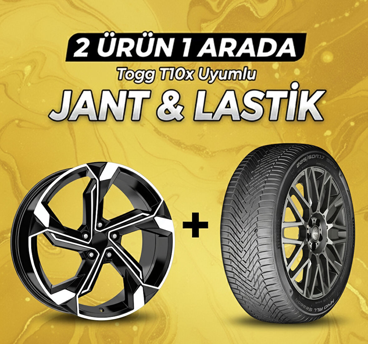 Togg T10x Uyumlu 225/60R18 Dört Mevsim Lastiği 4 Adet Yılı:2025 + DY1708 BD 18"Jant 4 Adet