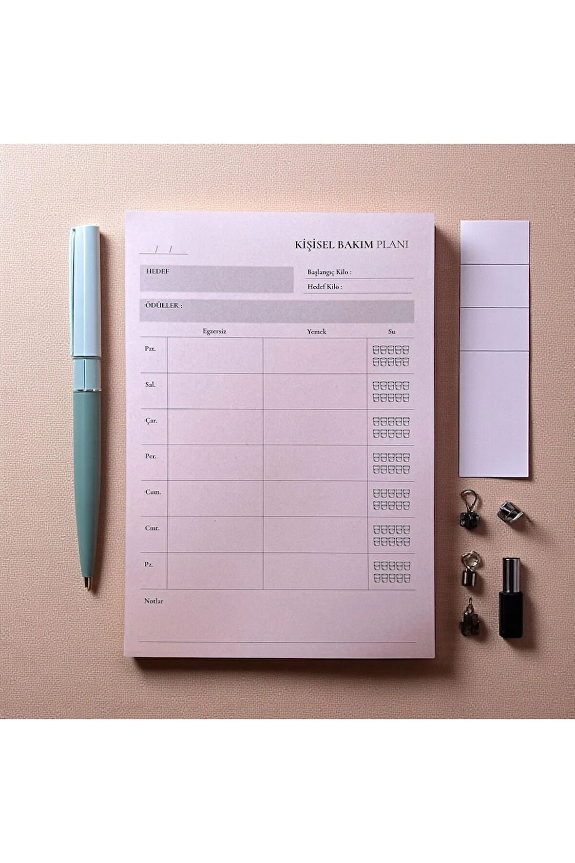 Tarihsiz Masaüstü Planlayıcı Set, 10 Çeşit, Kullan-at Planner - Kişisel Bakım Planı