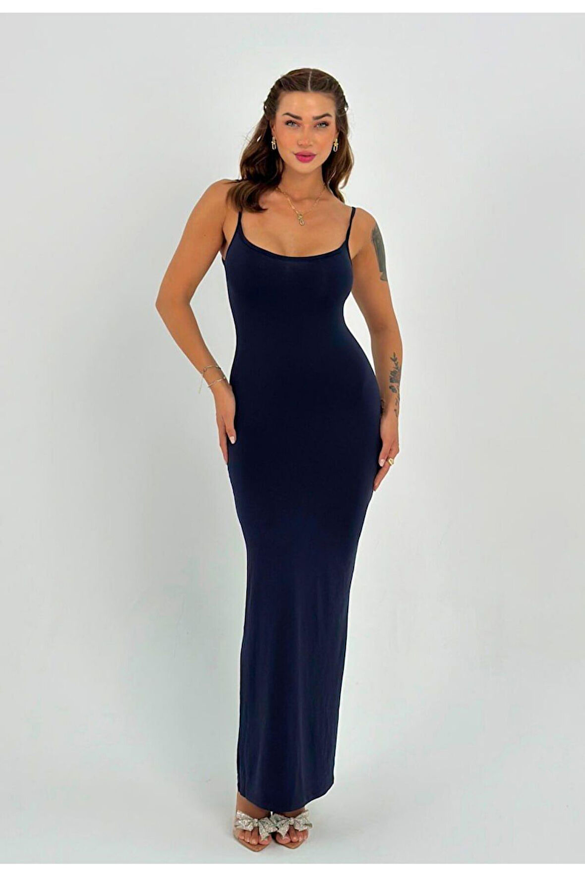 Şık Askılı Sonbahar Mevsimlik Elbise