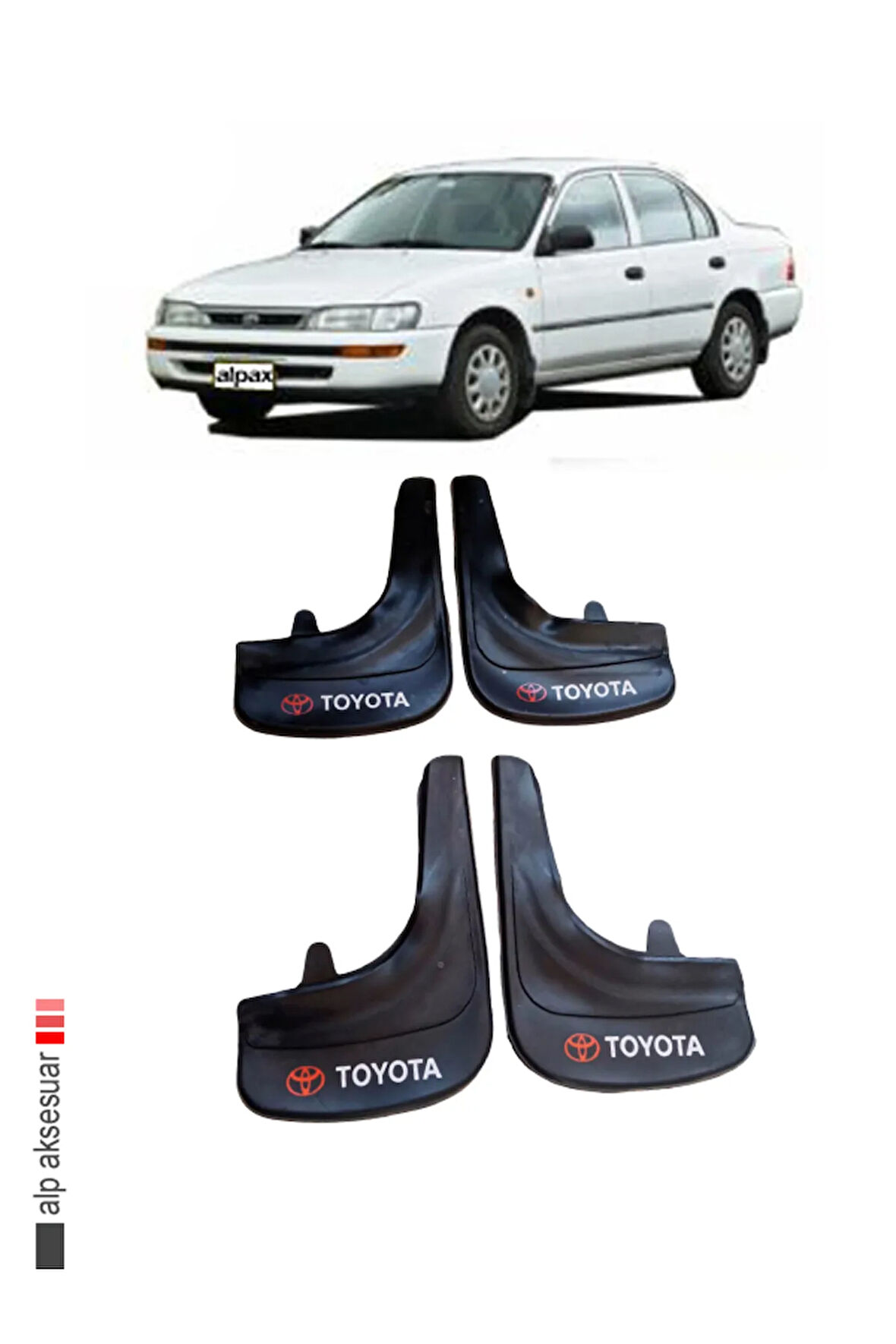 Toyota Corolla 1993-1998 modellerine özel 4’lü tozluk çamurluk paçalık
