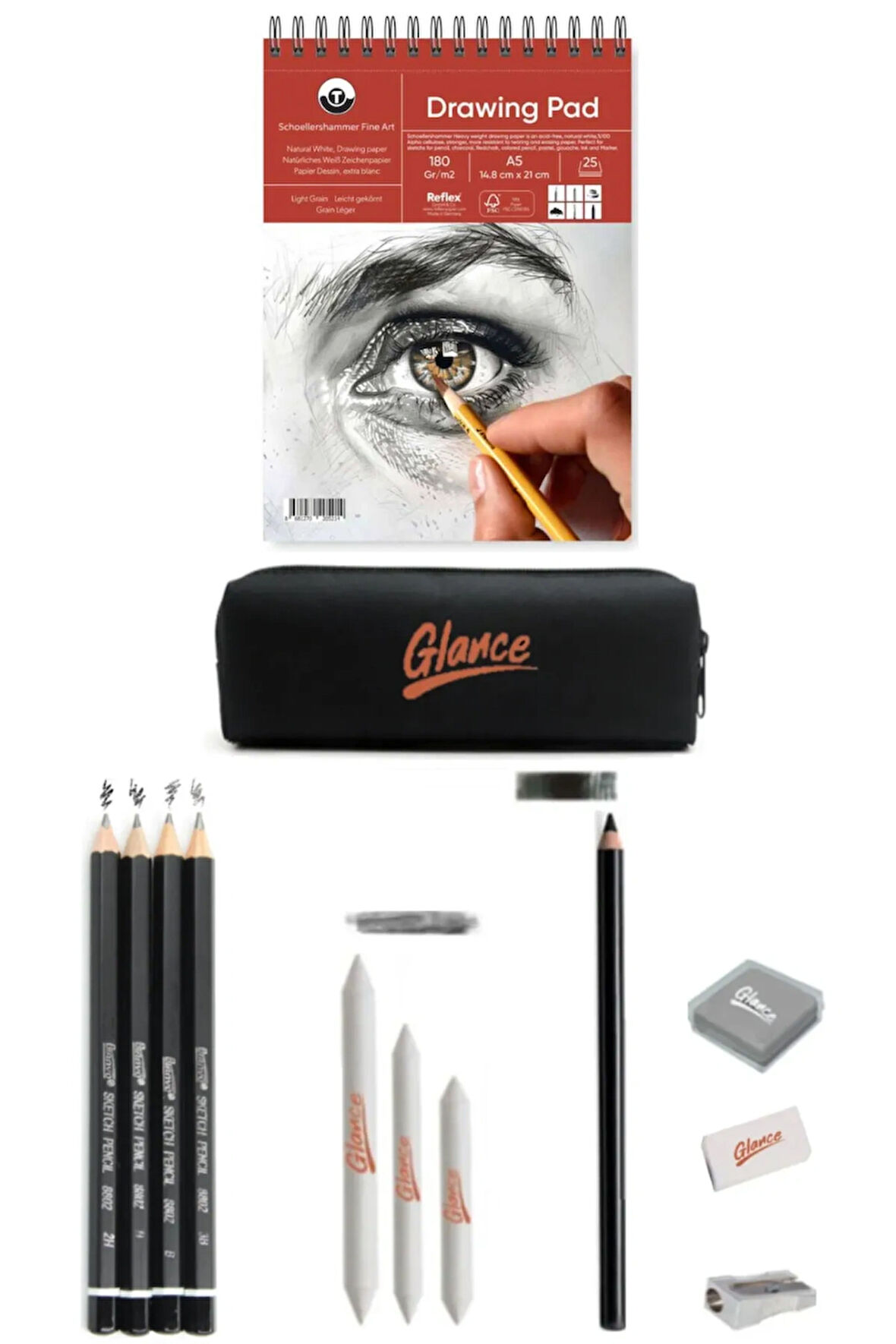 Drawing Pad Eskiz Defteri 180 Gr. A5 20 Yaprak Bianyo Sketch Dereceli Kurşun Kalem Eskiz Set