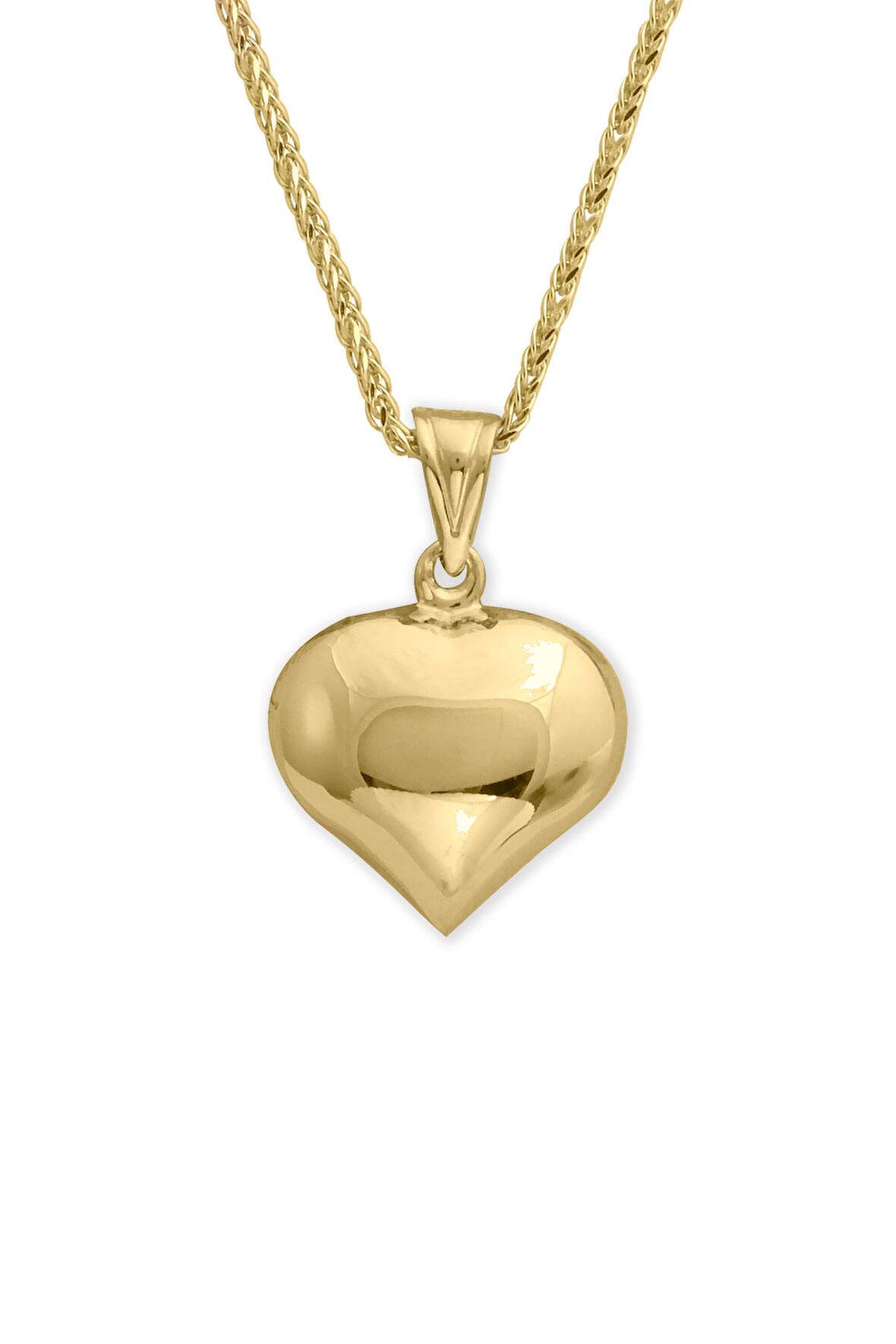 Altın Orta Boy Bombeli Kalp Kolye