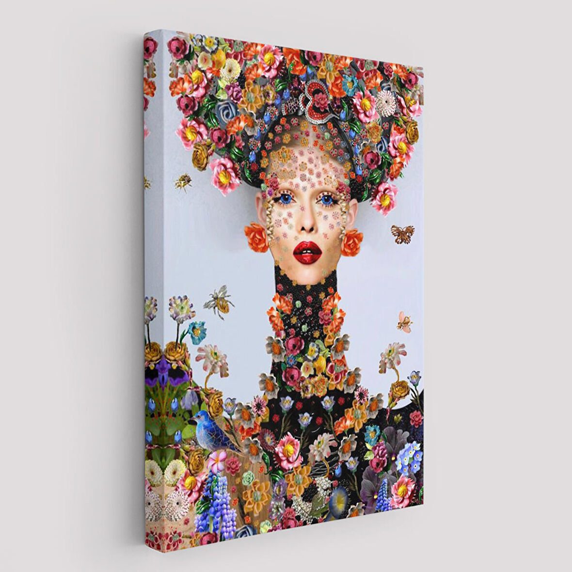 Çiçek ve Kadın Temalı Dekoratif Duvar Tablosu-6338