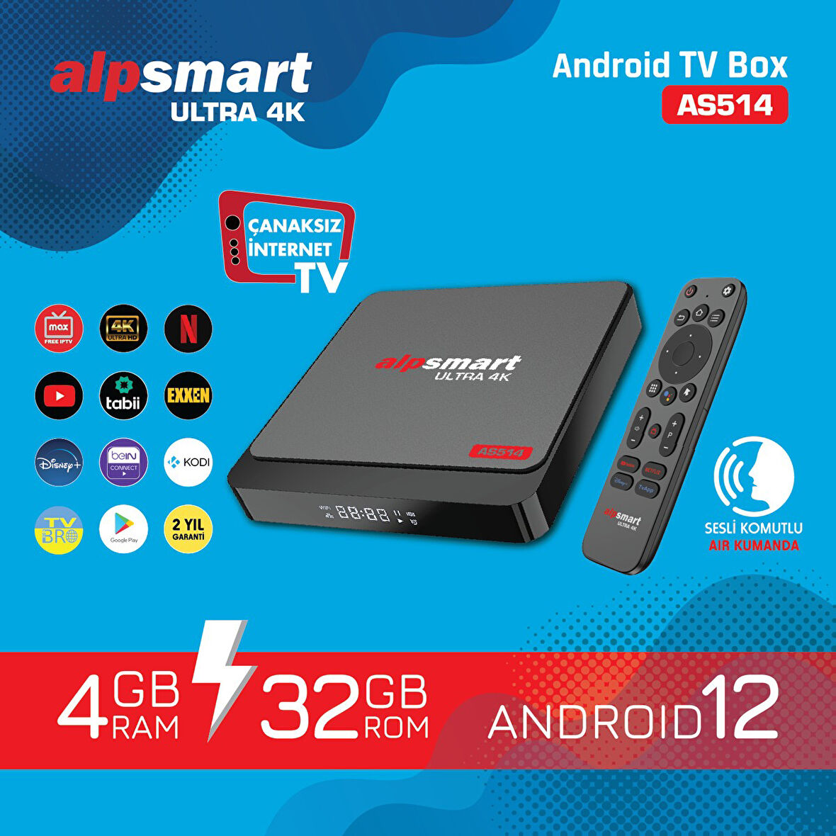 Alpsmart AS-514 4G Ram / 32G Hafıza Android Tv Box 