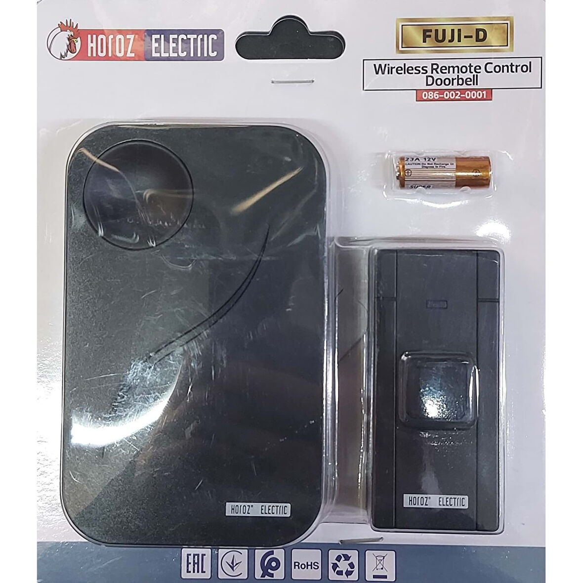Horoz Fujı-D 3VDC Full Siyah Kablosuz Kapı Zili 086-002-0001 344058