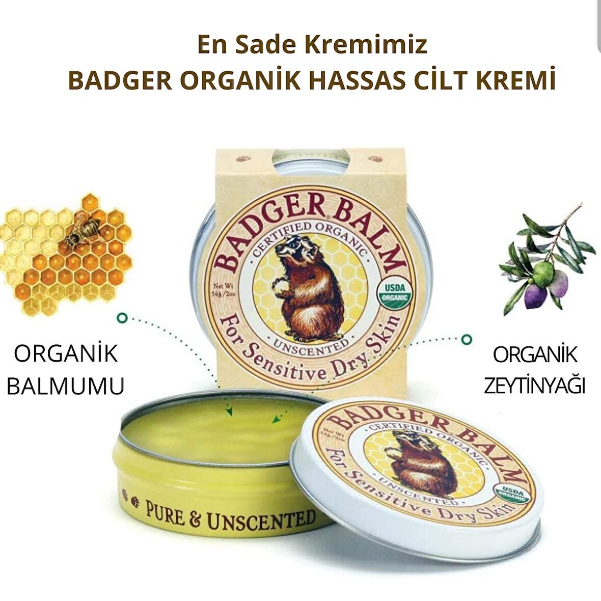 Badger Organik Hassas Cilt Kremi 56gr