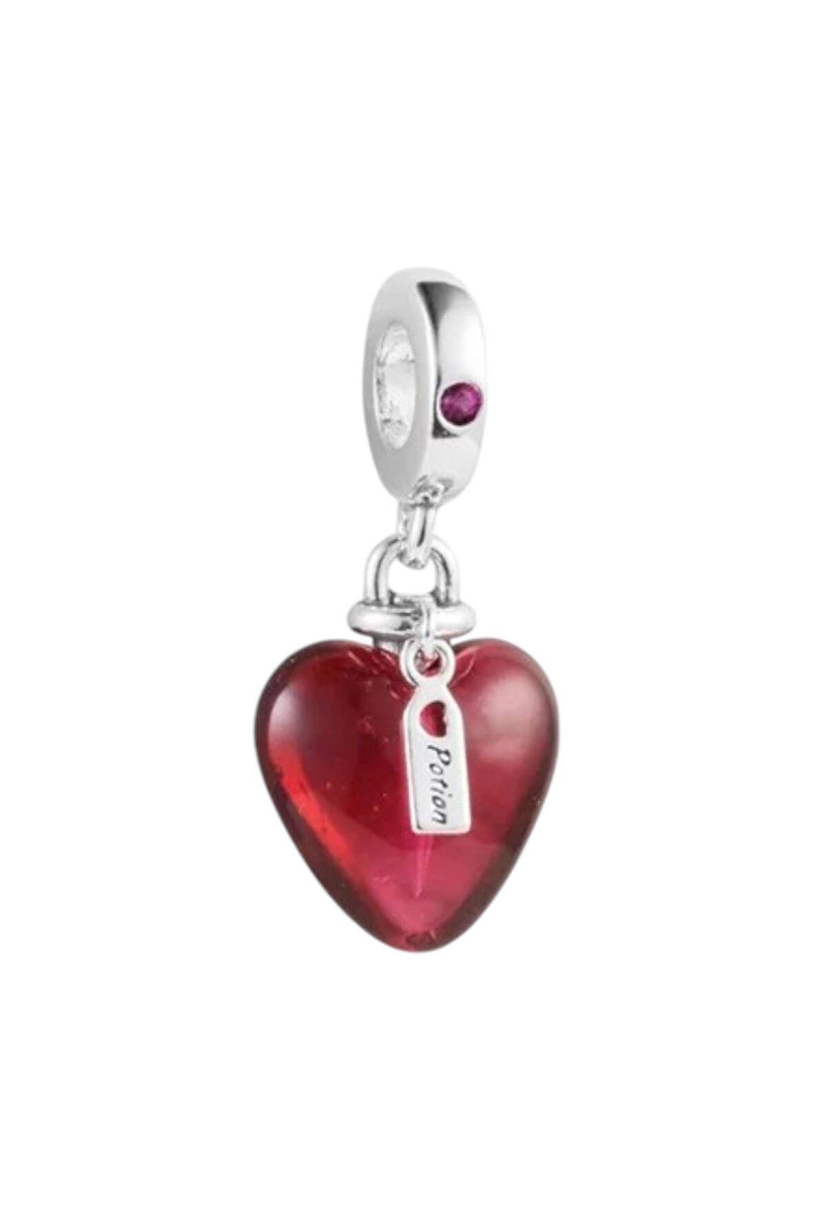 Kırmızı Şeffaf Kalp Aşk İksiri Charm