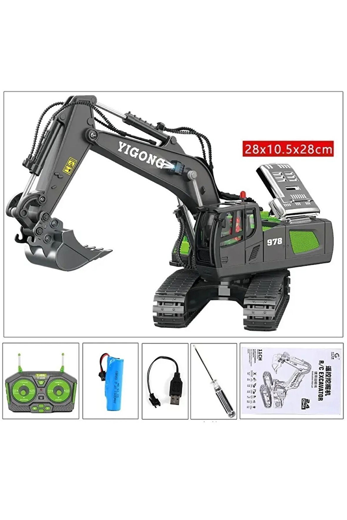 Uzaktan Kumanda Kepçe Oyuncak 1:20 Alaşım 680 Derece Rotasyon (EXKAVATÖR)