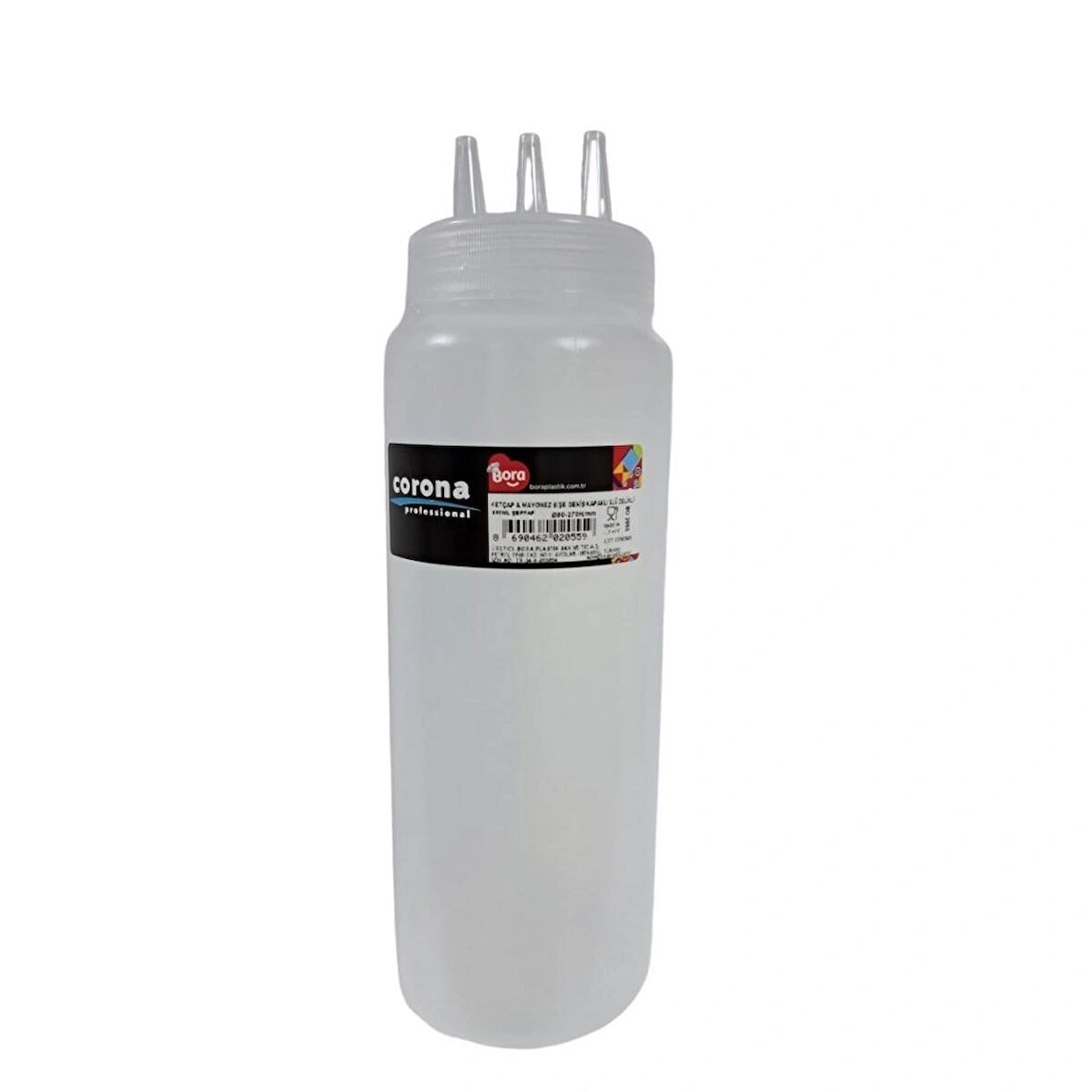 Bora Plastik BO2055 Corona Professional Ketçap & Mayonez Şişesi 3 Delikli 950 ml