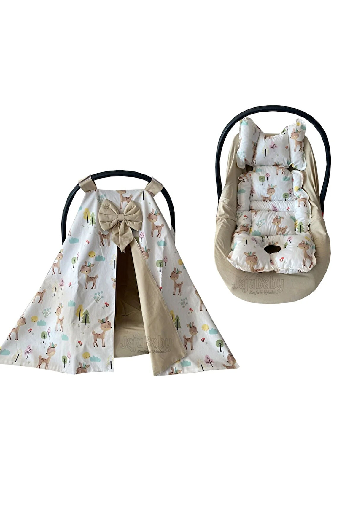 Sevimli Ceylan Tasarım Puset Örtüsü Çarşaf Ve Puset Minderi 3'lü Set