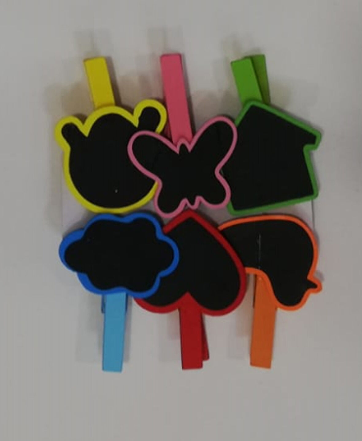 Runaway Desenli Notlu Mandal – 3.5 cm, 6'lı Set, Ahşap, Not ve Fiyat Etiketleme İçin İdeal (6'lı Set-10 Paket)