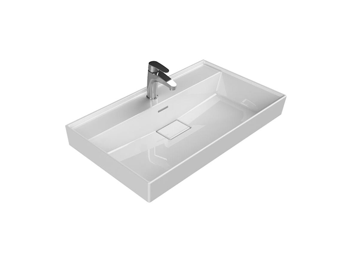 Cerastyle Turkuaz Sharp Etajerli Lavabo 80*48 Cm