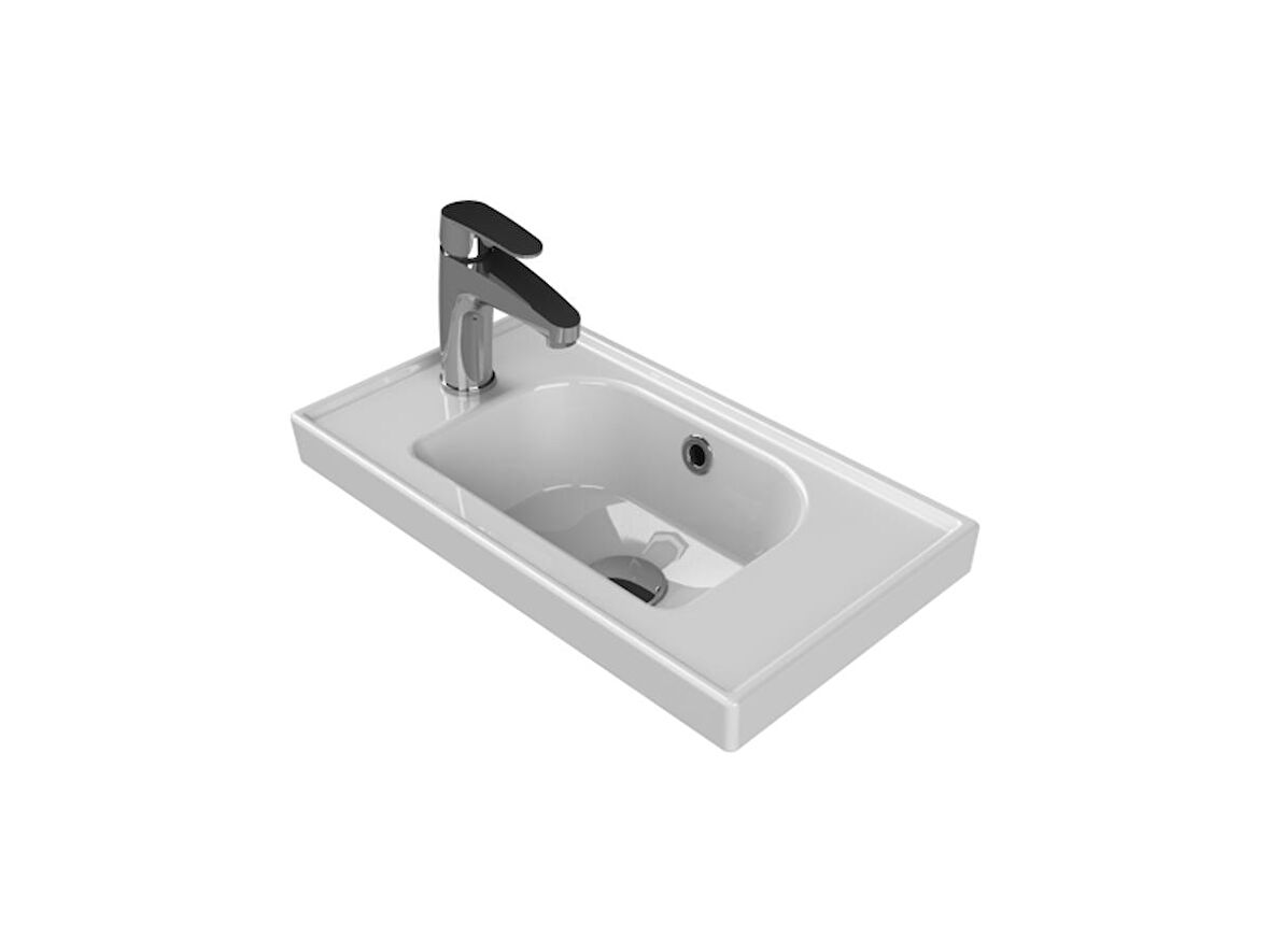 Cerastyle Turkuaz Frame Etajerli Lavabo Soldan Batarya Delikli