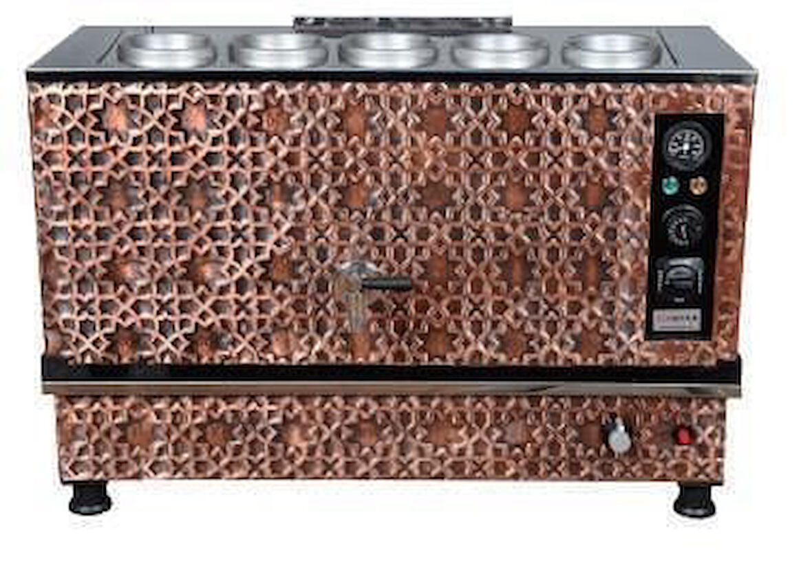 Anka Bakır Pro Kompakt Full Otomatik Çay Makinası 5 Demlikli 50 Litre Elektrikli Doğalgazlı