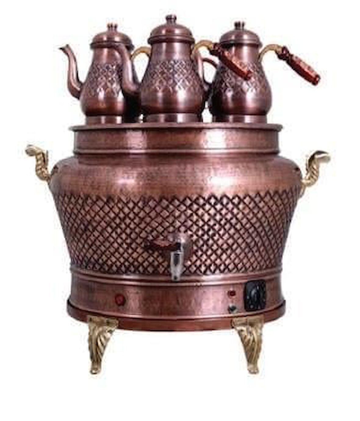 Anka Otantik Ovak Elektrikli 3Demlikli Bakır semaver