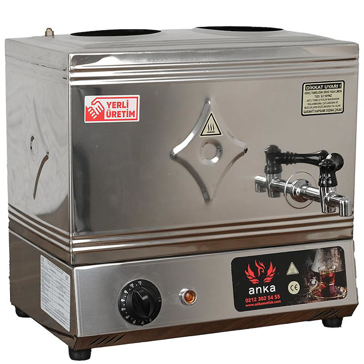 Anka Paslanmaz Eko Elektrikli Çay Kazanı 1 Demlikli 14 Litre
