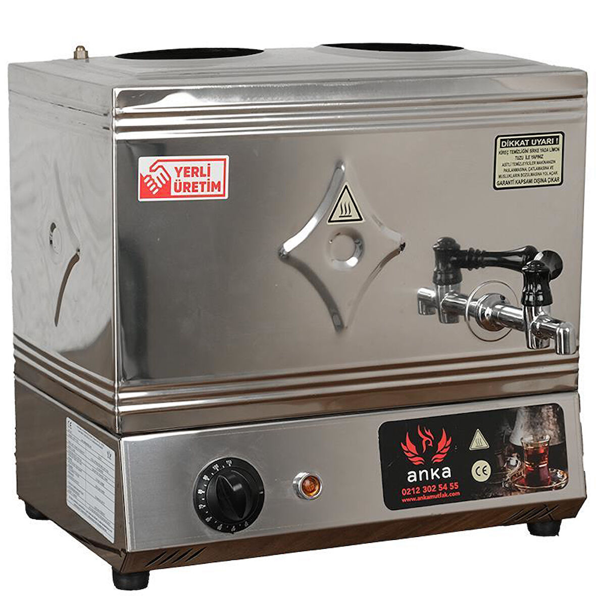 Anka Paslanmaz Eko Elektrikli Çay Kazanı 2 Demlikli 24 Litre