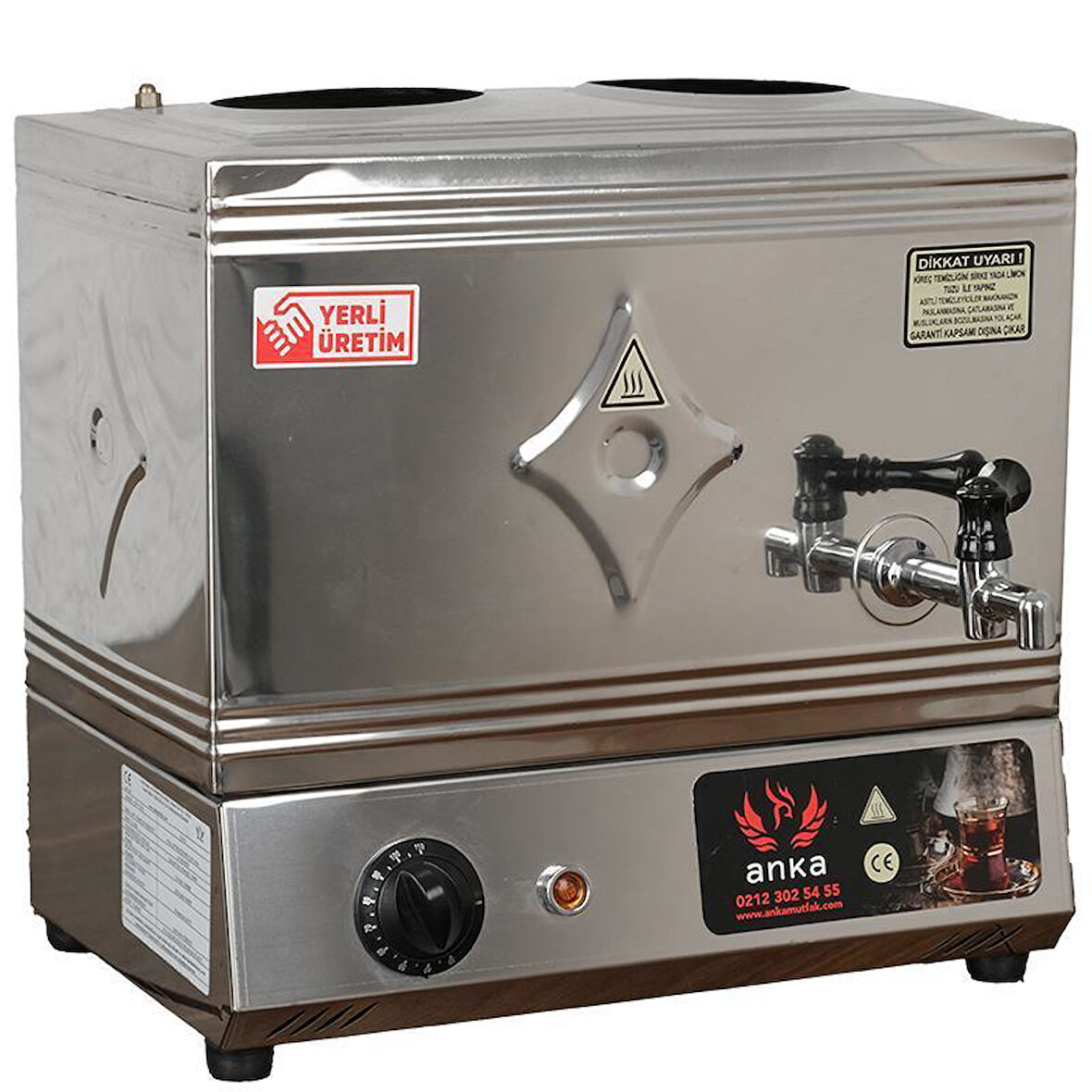 Anka Paslanmaz Eko Elektrikli Çay Kazanı 3 Demlikli 34 Litre