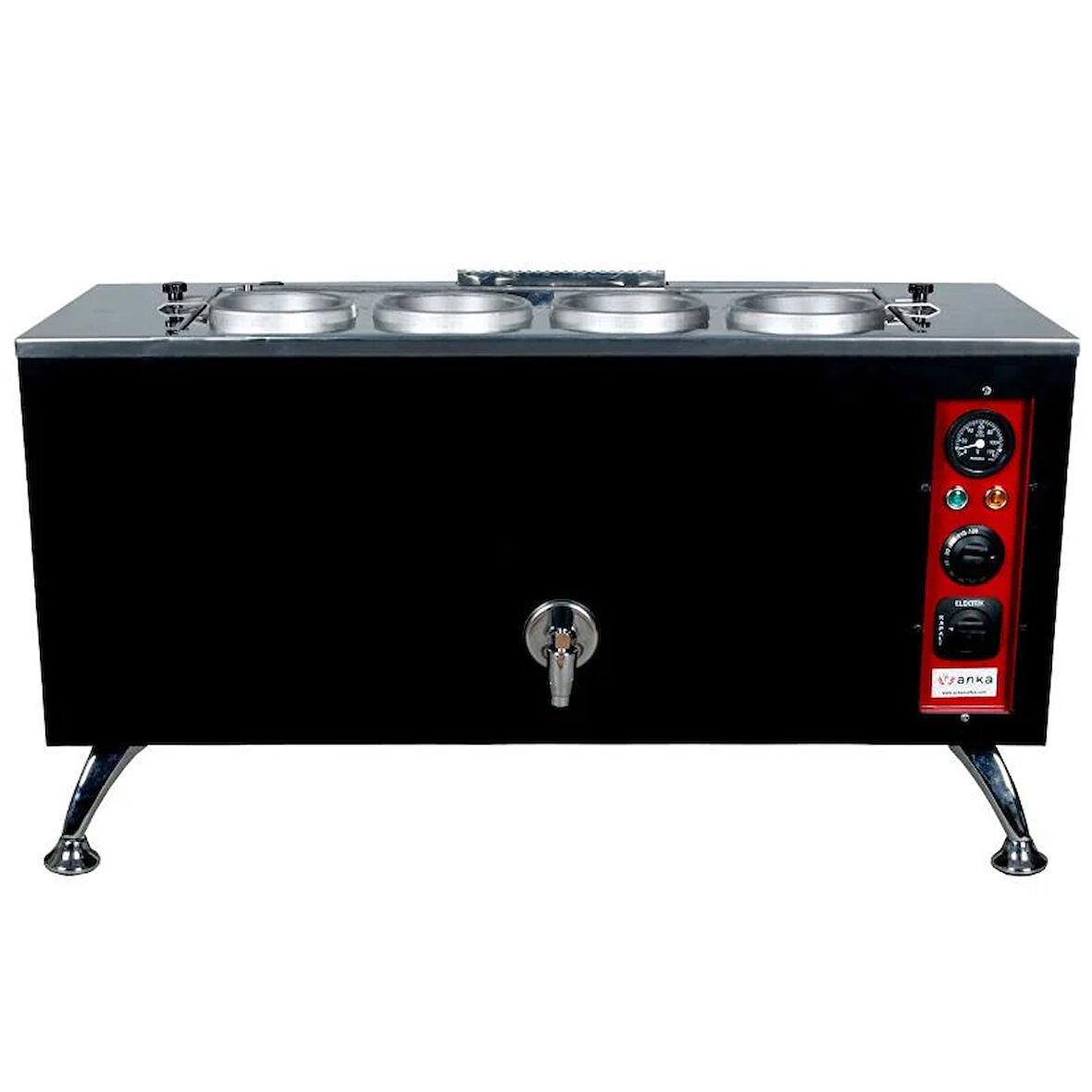 Anka Pro Elektrikli Full Otomatik Çay Kazanı 4 Demlikli 40 Litre Siyah