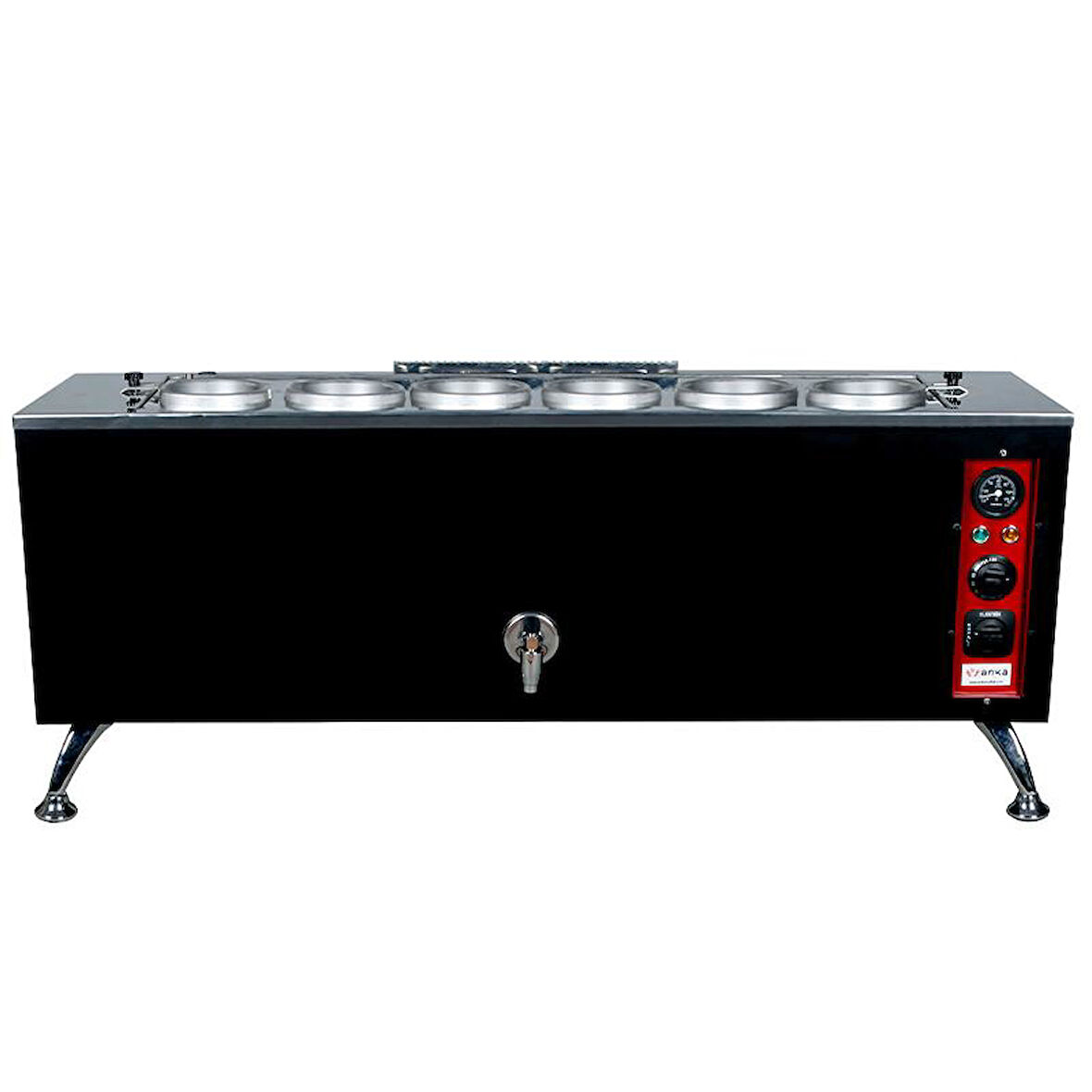 Anka Pro Elektrikli Full Otomatik Çay Kazanı 6 Demlikli 60 Litre Siyah