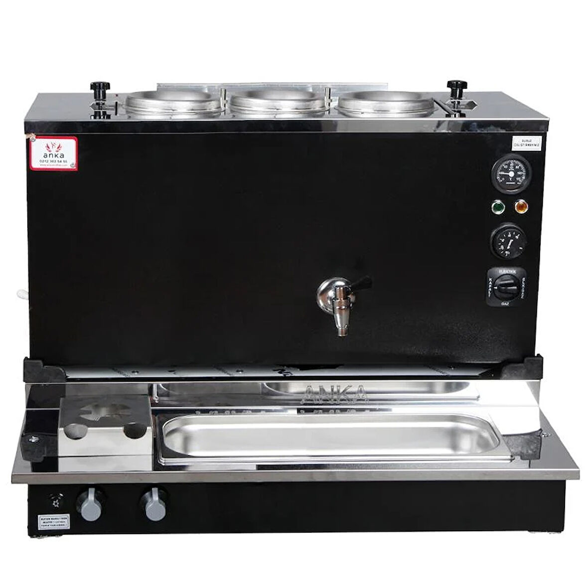Anka Pro Plus Otomatik Çay Kazanı 3 Demlikli 30 Litre Siyah ElektrikTüp