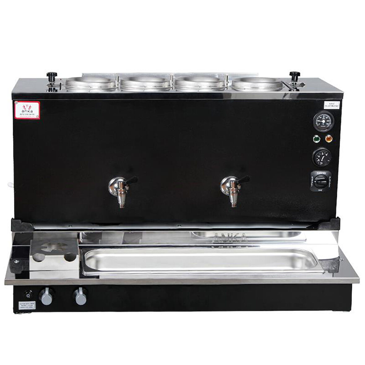 Anka Pro Plus Otomatik Çay Kazanı 4 Demlikli 40 Litre Siyah Tüp+Elektrik