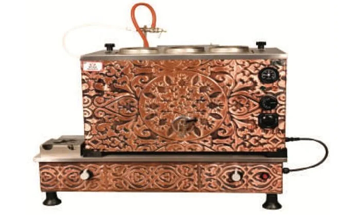 Anka Turbo Full Otomatik Elektrikli Doğalgazlı Çay Kazanı 3 Demlikli 30 Litre Bakır