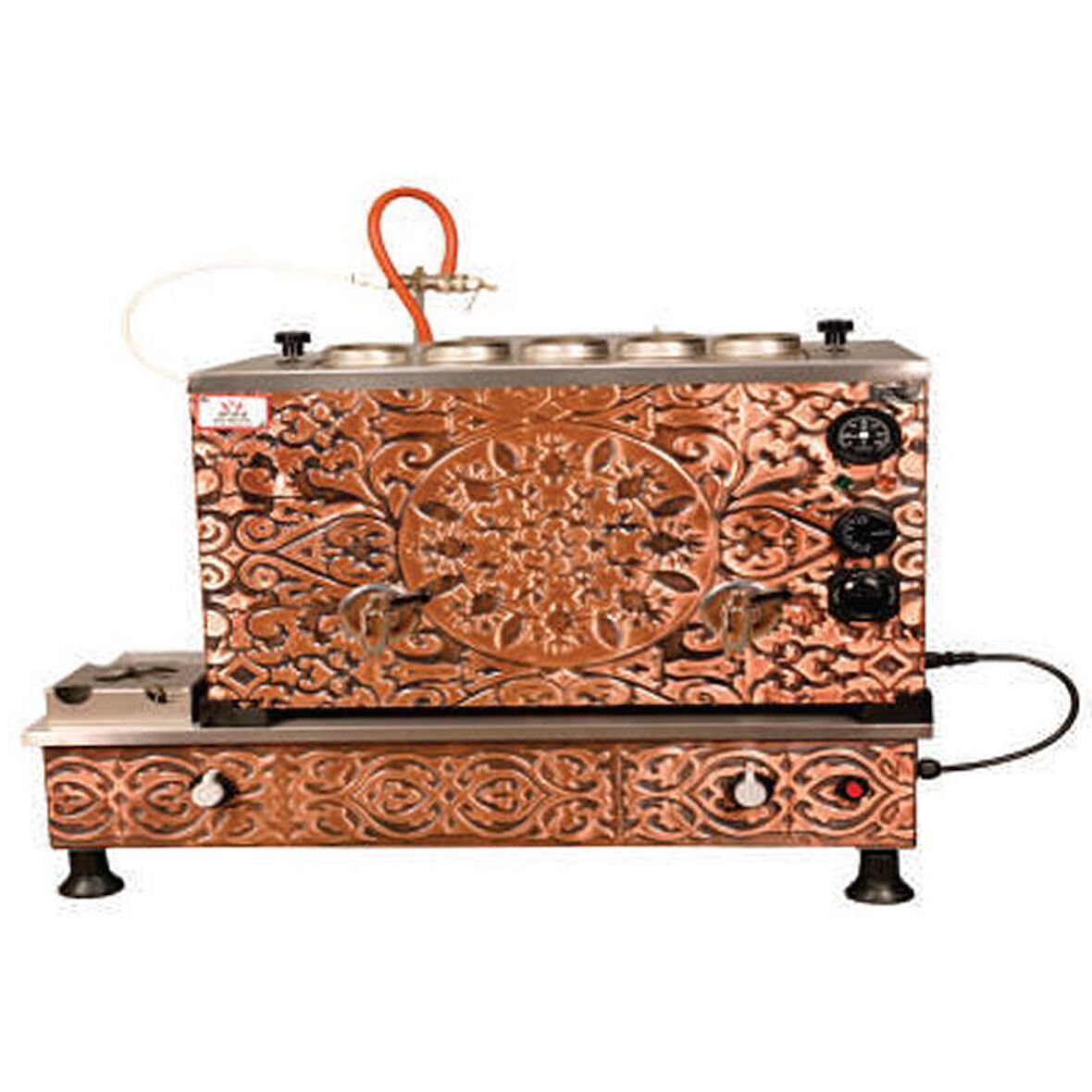 Anka Turbo Full Otomatik Elektrikli Doğalgazlı Çay Kazanı 5 Demlikli 50 Litre Bakır