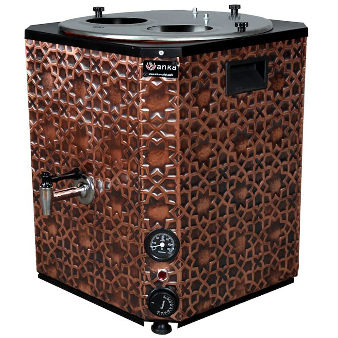 Anka Yeni Nesil Çay Makinesi 2 Demlikli 25 Litre Bakır